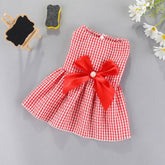 KUTKUT Small Dog Dress Girl Puppy Clothes Female Princess Tutu Striped Skirt Summer Shirt for Shih tzu, Maltese Cat Pet Apparel Outfits  ( Red) - kutkutstyle